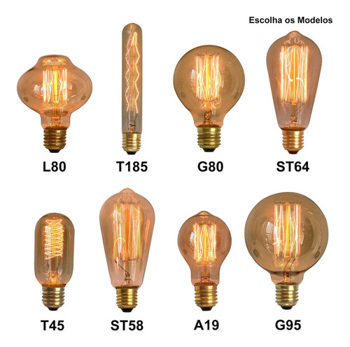 Kit 2x Lâmpadas Edison Retro Vintage Filamento Carbono | Parcelamento sem juros