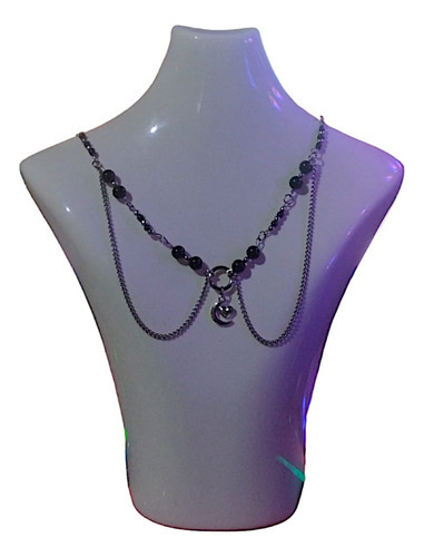 Collar Moon Heart Luna Y Corazón Aesthetic Coquette Dark 