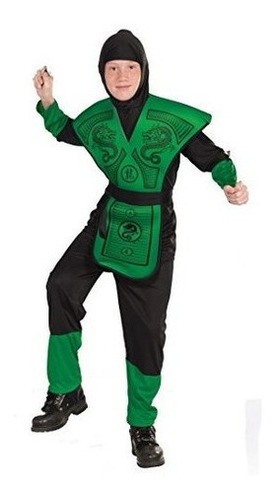 Disfraz De Ninja Verde Nio Grande M Un Solo Color