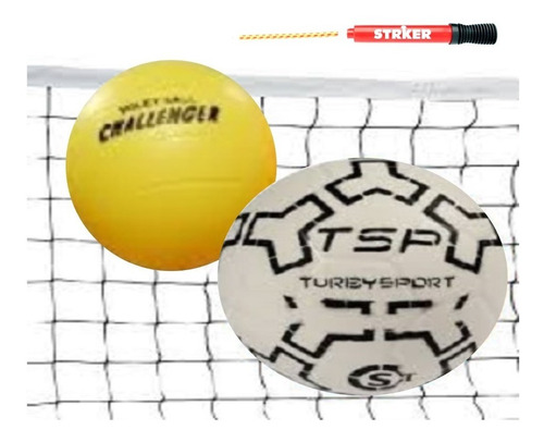 Imagen 1 de 5 de Red Voley O Futbol Tenis + Pelota Voley + Futbol + Inflador