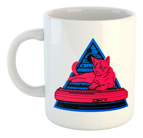 Taza De Ceramica Gato Triangulo Arriba De Un Piano