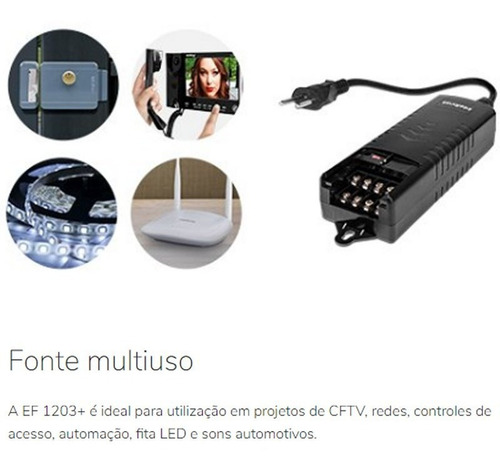Imagem 4 de 5 de Ef 1203+ Fonte De Alimentação Bivolt 12,8v 3a Intelbras
