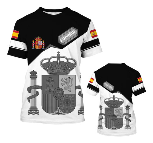 Camiseta De España Para Hombre Con Estampado De Bandera D, T