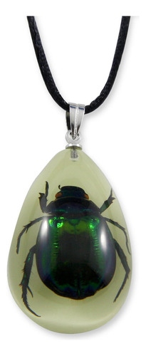 Collar Realbug Green Chafer Beetle Que Brilla En La Pequeña,