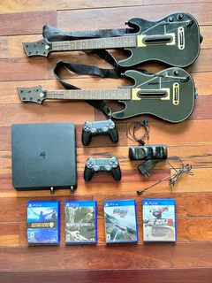 Playstation 4 + 2 Joystick+ 2 Guitarras Guitar Hero + Juegos