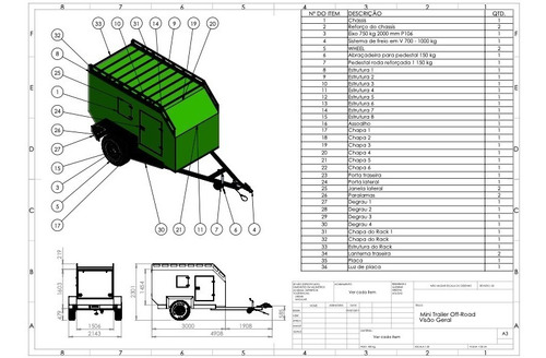 Projeto Mini Trailer Off Road Camper Carretinha Reboque