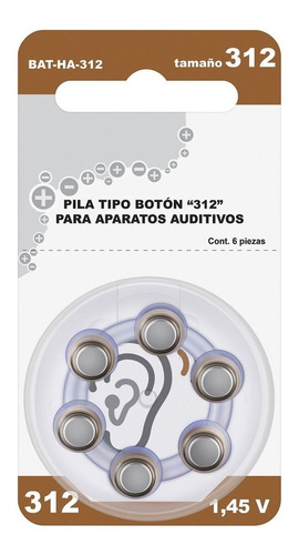 Pila Tipo Botón 312 Para Aparatos Auditivos | Bat-ha-312