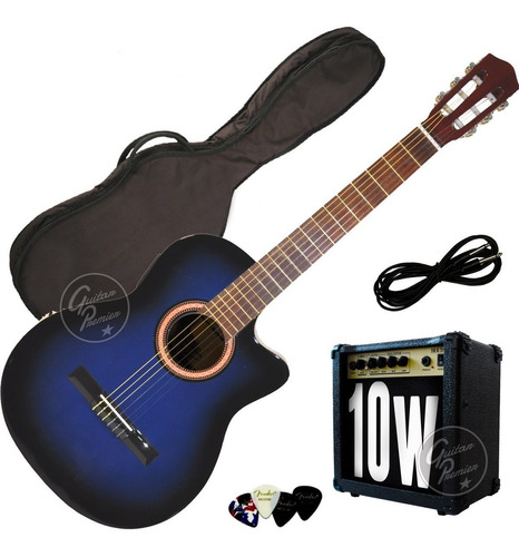 Guitarra Electrocriolla Con Corte Ampli 10w Accesorios Envio