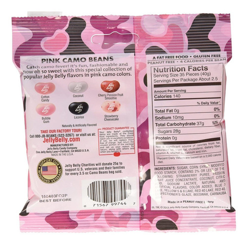 Jelly Belly 3,5 Oz Los Frijoles De Jalea Rosada Camo 6 Pack
