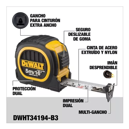 Cinta Métrica DUO 5m/16' DEWALT DWHT34194-B3