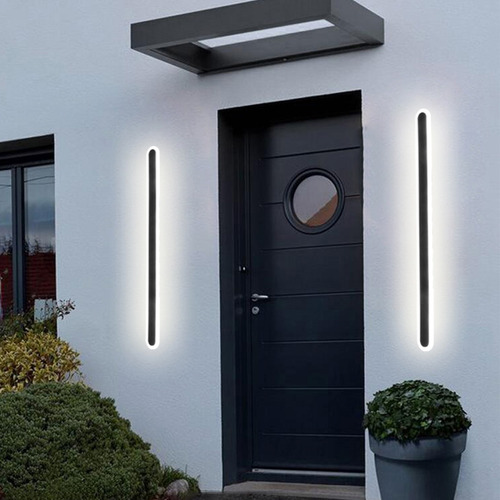Aplique Lineal Exterior Led 25w Pared Luz Difusa 1mt Gari-ln Estructura Negro Cálido