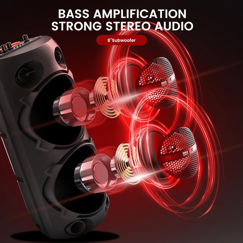 Pyle - Altavoz Bluetooth Pa Para Karaoke Y Diversión Sin Límites Con Luces Led