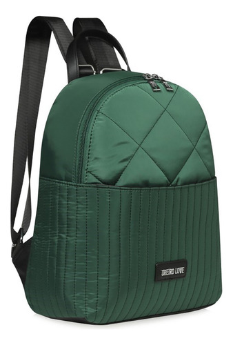 Mochila Cartera Las Oreiro Reforzada Microfibra Lubeca Color Verde Diseño De La Tela Liso