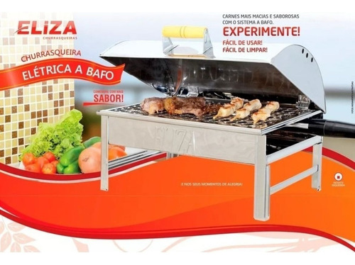 Churrasqueira Elétrica Sem Fumaça Com Tampa A Bafo Inox 430