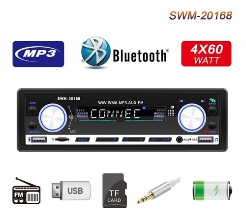 Imagen 1 de 6 de Autoestéreos Reproductor Estéreo Para Auto Mp3+controlremoto