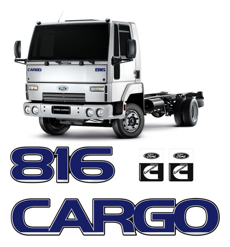 Kit Adesivo Capô Cargo 816 Ford Caminhão Emblema Azul Escuro