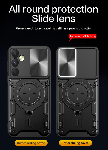 Funda Para Galaxy A55 Jiashang Uso Rudo Anillo + Tapa Camara Negro Jiashang