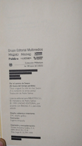 Por El Camino De Swann. Marcel Proust. Editorial Millenium (Usado)