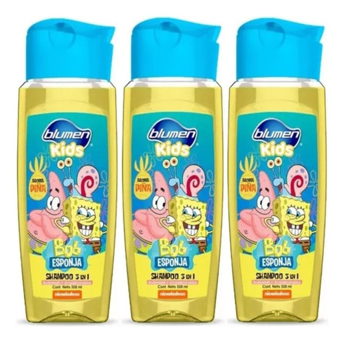 3 Shampoo Blumen Kids 3 En 1 Bob Esponja 500ml
