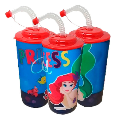 50 Vasos Dulceros Reutilizables Sirenita Ariel