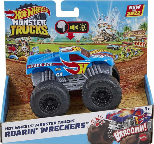 Hot Wheels Monster Truck Roarin Wreckers Luz + Sonido 1:43