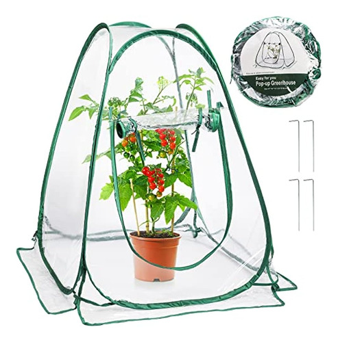 Lyellfe Pop Up Greenhouse Cover, Pvc Mini Greenhouse Con Cla