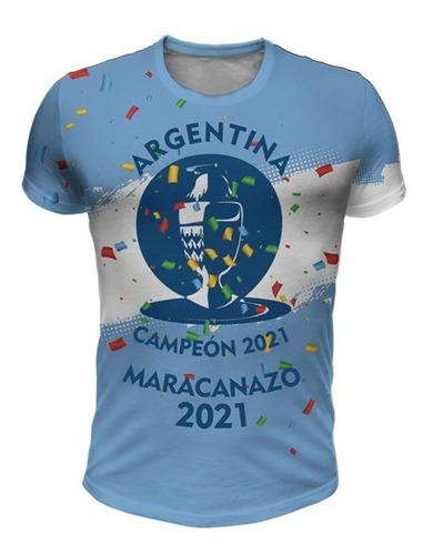 Remera Argentina Campeón Copa América 2021 Mod 2 Full Print 