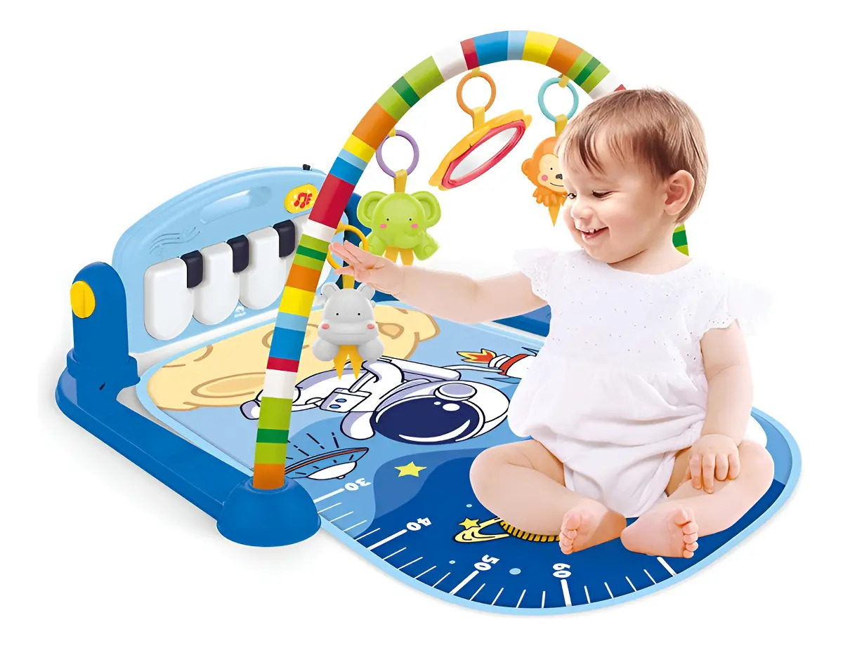 Tapete Bebê Musical Piano Happy azul Wakaii