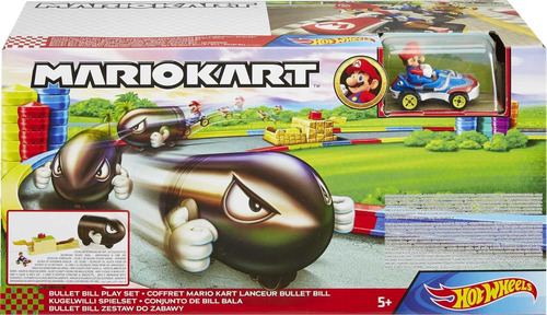 Hot Wheels Pista De Juguete Mario Kart Lanzador Bullet Bill 