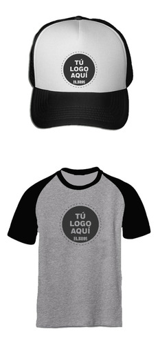 Combo Remera + Gorra Personalizada Estampada Sublimada Logo 