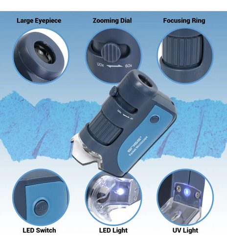 Microscopio Infantil Portátil 60x-120x Led Monocular