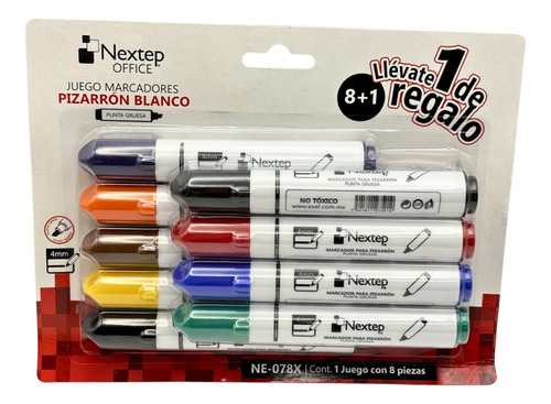 Marcadores Nextep Pizarron Blanco Cincel 4mm 8 Colores