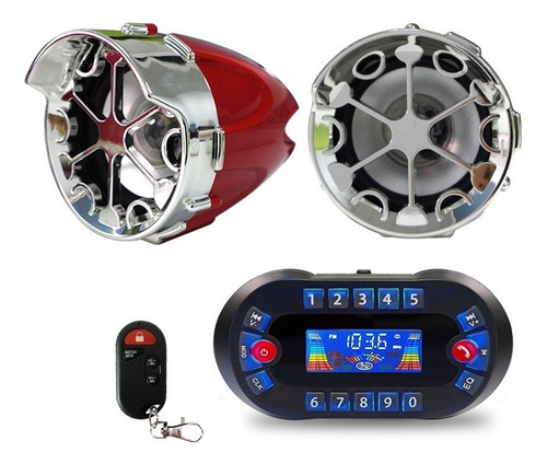 Alarma Y Parlantes Bluetooth Para Moto Mp3 Radio Con Control