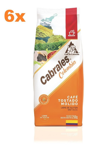 6x Cafe Molido Cabrales Colombia 250gr Tostado 1.5kg Total