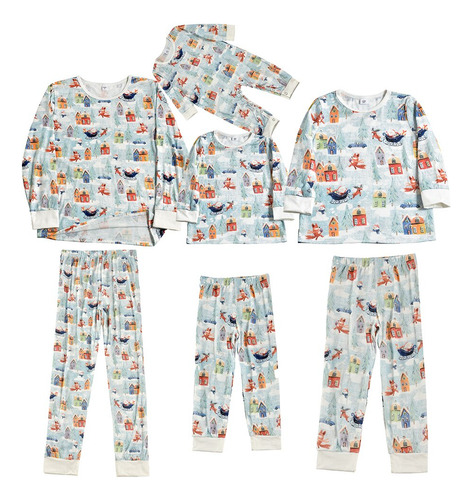 Conjunto De Pijama Familiar Estampado Para Mamá, Hija, Papá