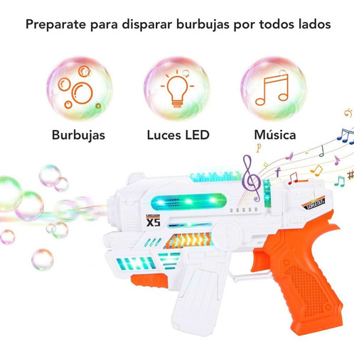 Pistola De Burbujas Jabon Maquina Automatica Juguete Niños Color Blanco