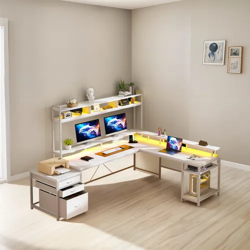 Escritorio Gamer Minimalista en L Moderno para Oficina