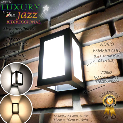 Imagen 3 de 10 de Aplique Pared Exterior Bidireccional Jardin Led 12w Pack X7u