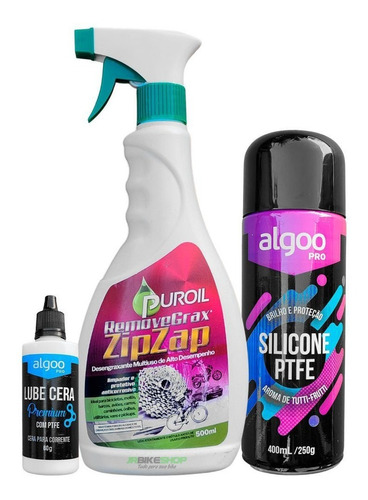 Kit Lubrificação + Limpeza Corrente Spray Algoo Puroil