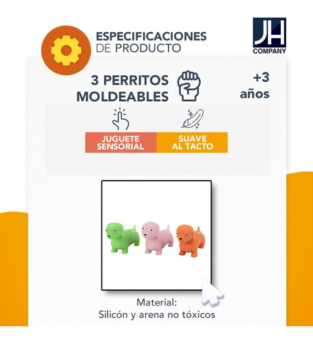 Imagen 7 de 9 de Set 3 Pcs Perrito Squishy Arena Antiestres Moldeable Ptq-011