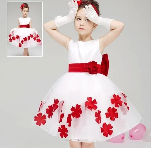 Vestido de florista sales branco com vermelho