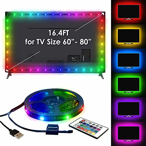 Tira De Luz Led Tv, 16.4 Pies, Luces De Colores Rgb Con...