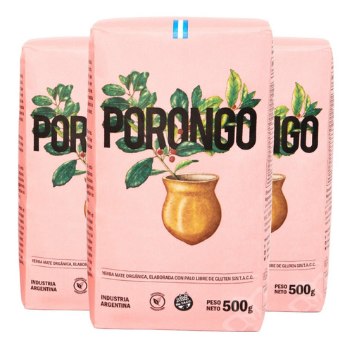 3x Yerba Mate Porongo 500g - Orgánica Certificada - Sin Tacc