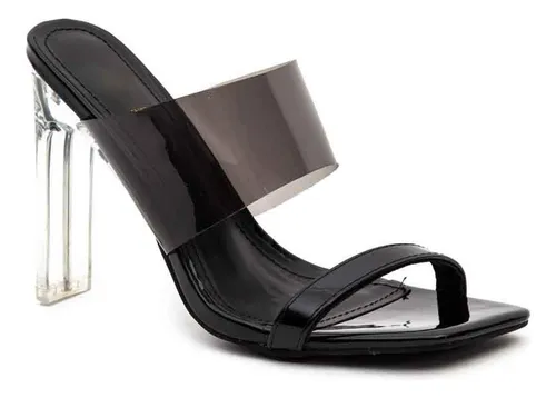 Zapatillas Abiertas Mujer Negras Tac n Delgado Kayleen Env o gratis