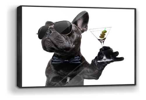 Cuadro De Acrilico Con Marco Pug Elegante 60x90cm Colores Negro