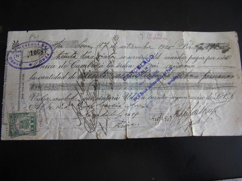 Mercurio Peruano: Antiguo Impreso Del Banco 1925 L92 