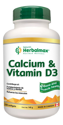 Calcio 600mg & Vit. D3 Herbalmax  100 Cápsulas