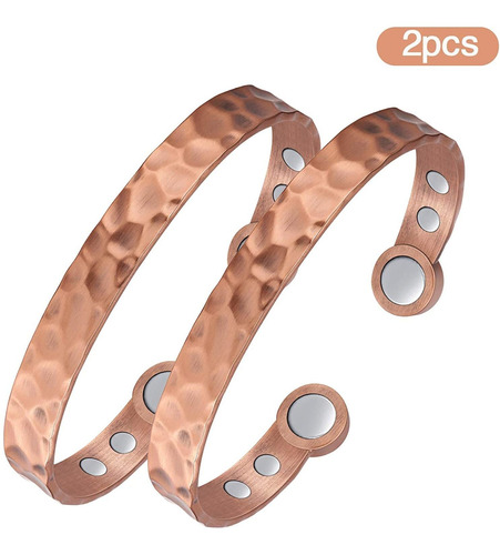 2 Piezas Pulsera De Cobre De Terapia Magnética De Artritis