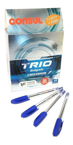 Bolígrafos Azul Trio Ergonómicos Triangulares X50 U. 1000