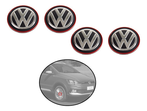  4 Centros De Rin Volkswagen Crossfox 10-14 Filo Rojo 56 Mm